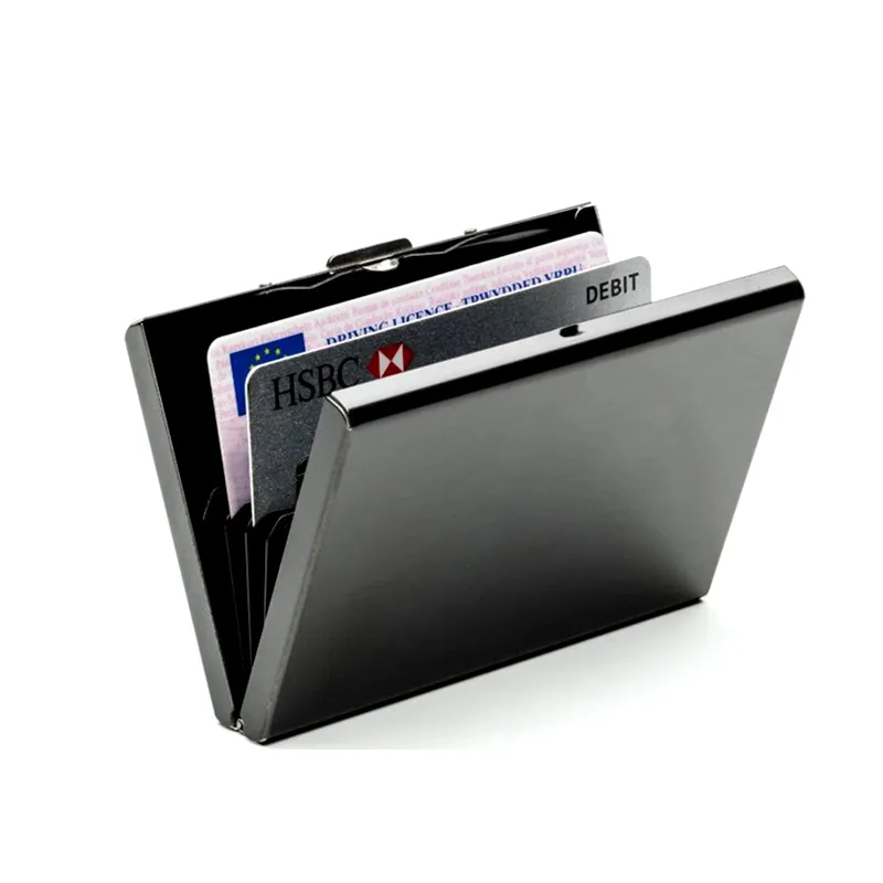 Черный титановый держатель для карт QOONG тонкий мужчин и женщин с защитой от