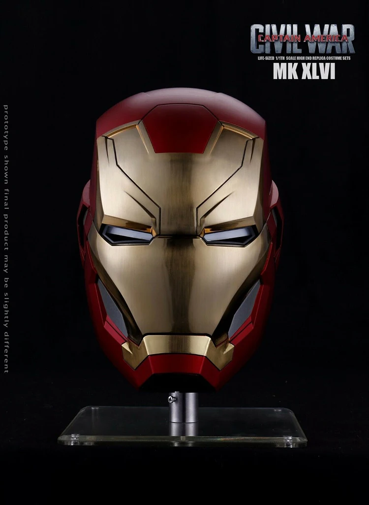 In Stock Captain America Civil War 1/1 The Avengers 4 Iron Man MK46 Helmet Automatic On-off Electric Model for Fans Gifts