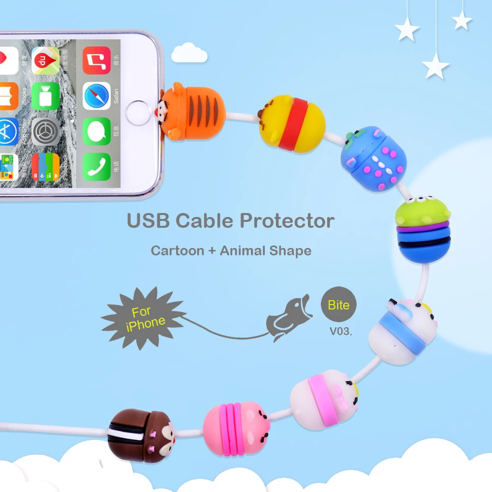 CHIPAL Милая защита кабеля в виде животного для iPhone USB кабель передачи данных