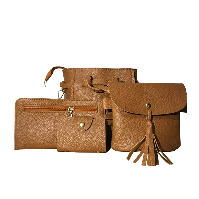 4 шт./компл. женская сумка мессенджер для карт кожаная однотонная с кисточками