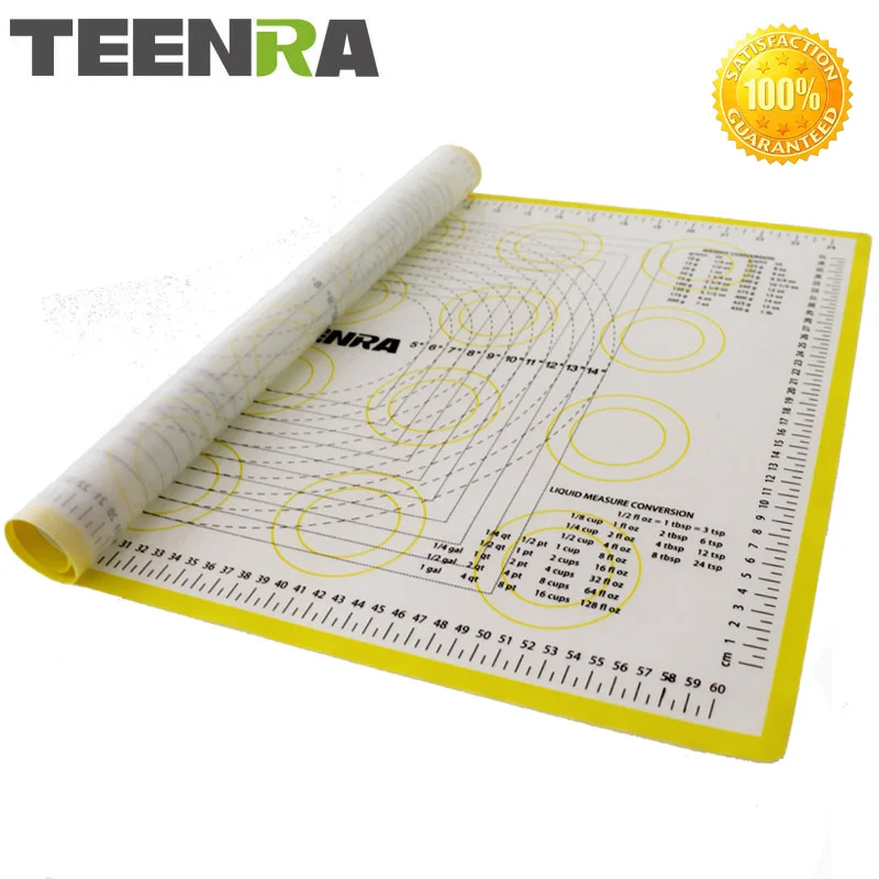 TEENRA 1 шт. 66*46 см антипригарный коврик для раскатки теста силиконовые коврики для выпечки и вкладыши для печи силиконовые кондитерские коврики для выпечки cozinha - Цвет: Цвет: желтый
