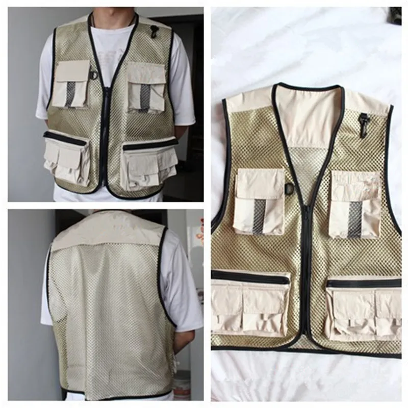 Летние быстросохнущая сетки Рыбалка жилет Для мужчин женщин дышащая носить