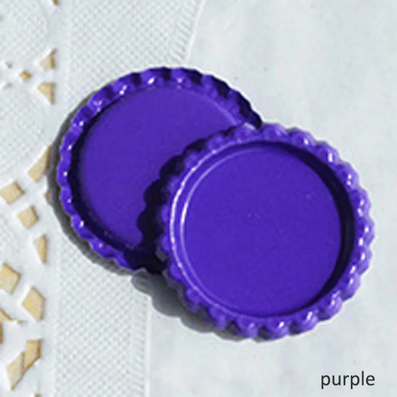 Фиолетовый 25 шт ожерелье ювелирные аксессуары DIY Hairbow ремесла металла внутри цветная 25 мм плоская бутылочная круглая крышка - Цвет: Фиолетовый