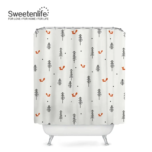 SL0202 Sweetenlife 150x180 см Милая Лисичка занавеска для душа для ванной комнаты Полиэфирная Ткань Водонепроницаемая занавеска Европейский стиль занавеска для ванной - Цвет: SL0202