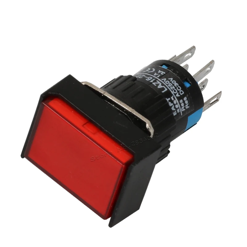 Прямоугольный светодиодный кнопочный переключатель 16 мм с мгновенной