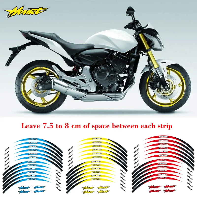 

Motorcycle front&Rear Edge Outer Rim Sticker Wheel Decals Reflective waterproof 17inch stickers For Honda Hornet