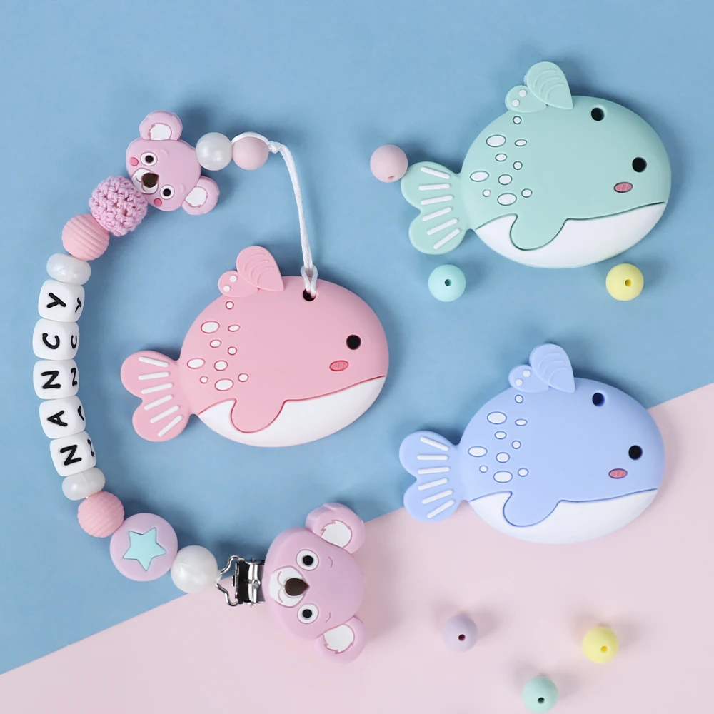 

Food Grade Silicone Teether 10pcs whale Cartoon Animal Rodents Baby Teething Necklace DIY Baby Biter Nurse Gift Products