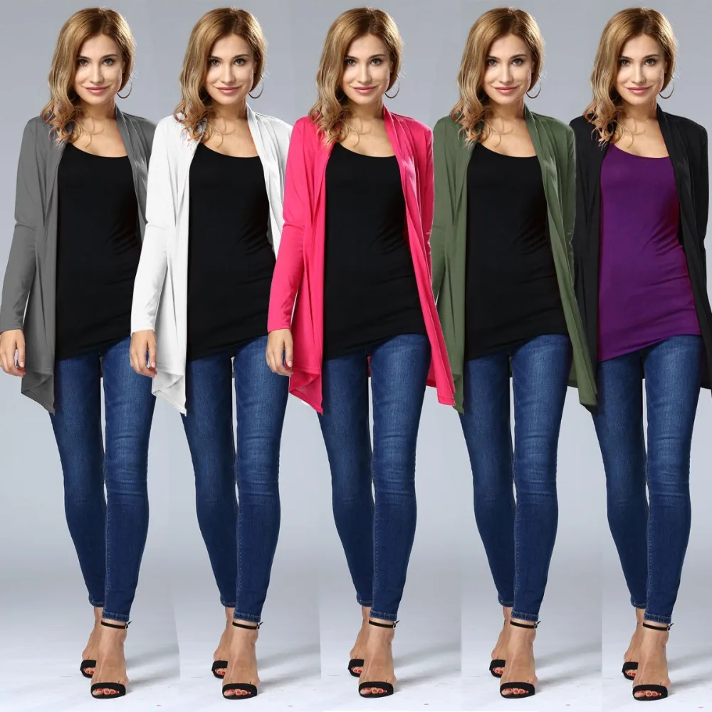 2018 elegant women open stitch casual coat spring autumn outerwear clothing white/gray/black/army green/hot pink Женская одежда