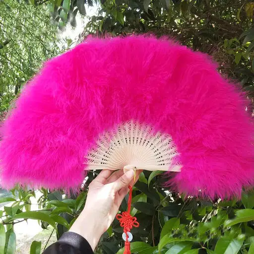 rose red 2 шт много утолщаются пушистые складные Marabou свадьба свадебный душ реквизит для фото вечеринок перо ручные вентиляторы - Цвет: rose red