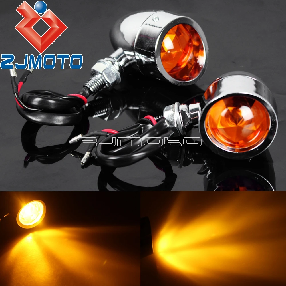 2x Chrome Янтарный поворотники Световые индикаторы шоры Для Harley Bobber Chopper кафе рейсеры