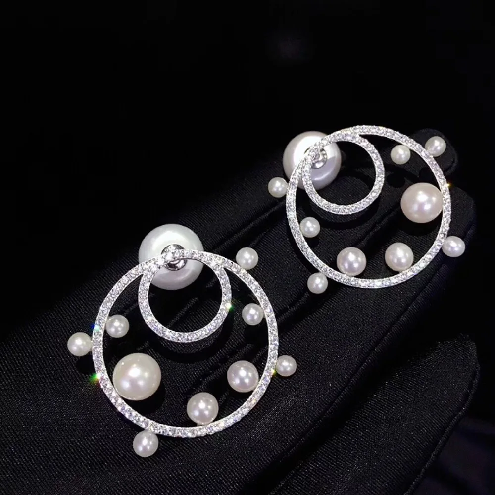 

natural fresh water pearl stud earring circle fine women jewelry smart cute romantic plug of pearl gift(silver plug)