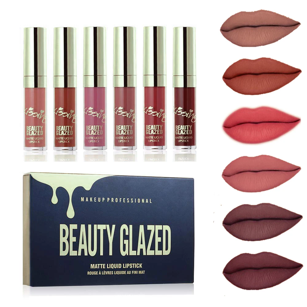 Матовая бархатная жидкая помада Beauty Glazed Новое поступление 6 шт. блеск для губ
