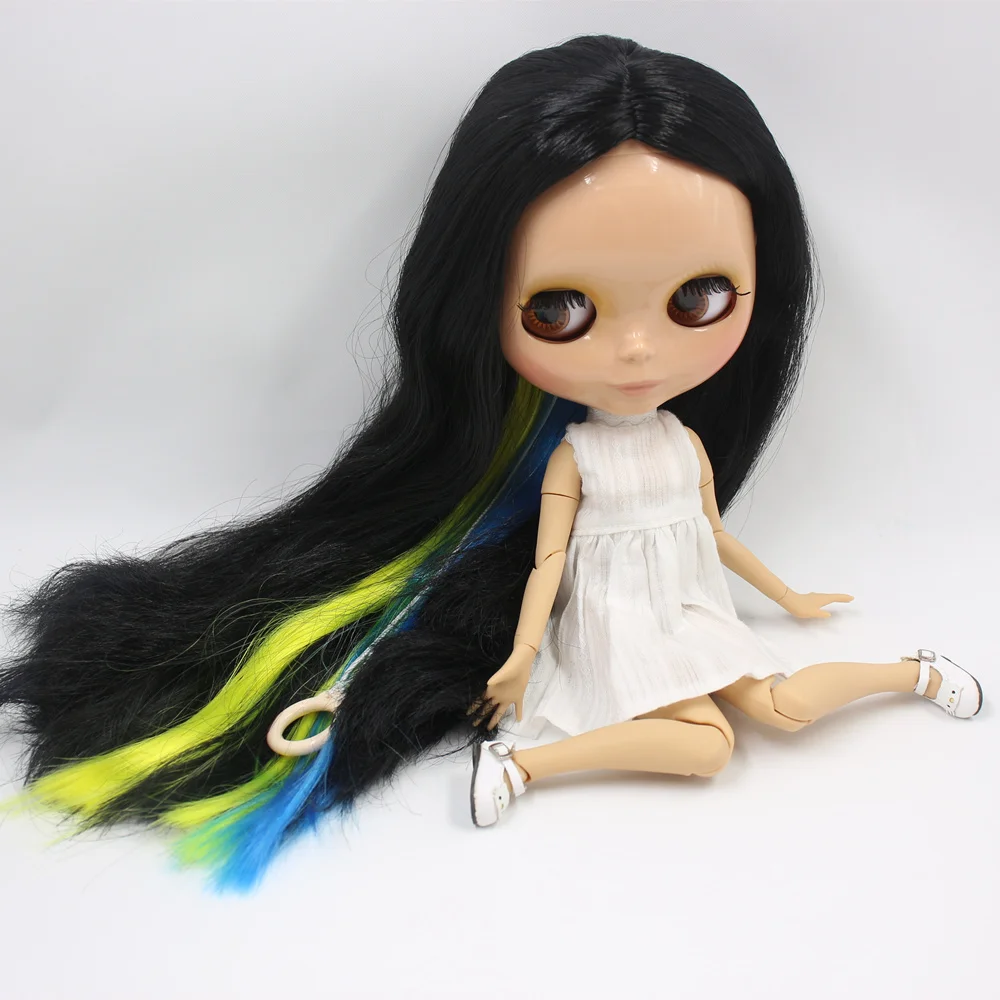 Кукла ICY DBS Blyth на заказ № BL117/3208/6208 черный микс желтый и синий волосы 1/6 BJD|Куклы| |