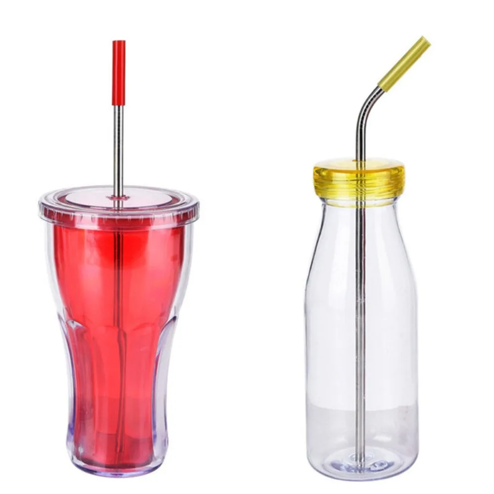 3/5/10pcs/set Stainless Steel Reusable Straw Metal Smoothies Juice Drinking Straws Set with Cleaner Brush &amp Bag Bar Accessories | Дом и сад