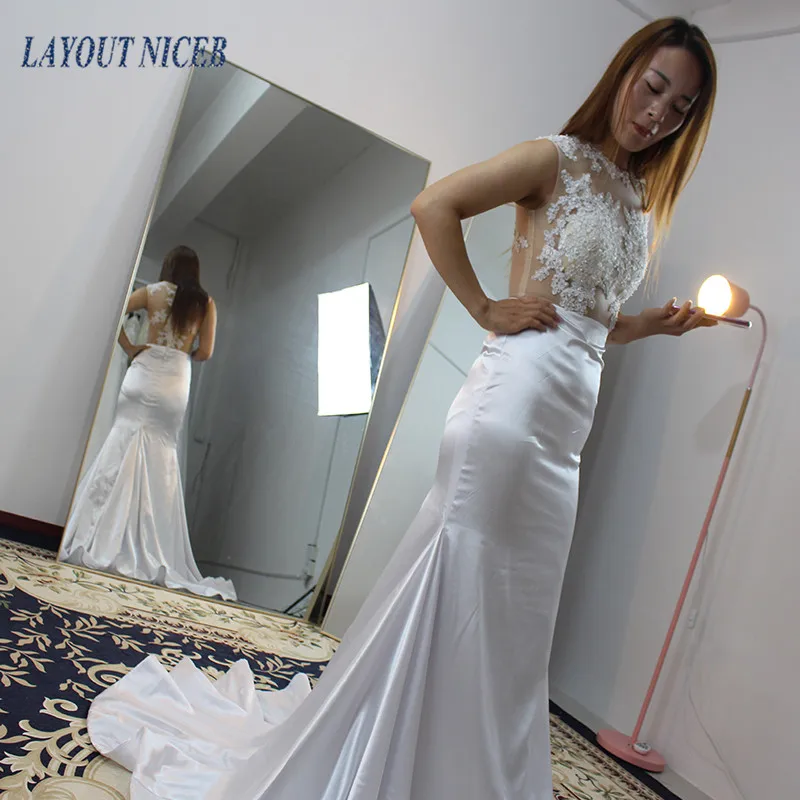 WY23 Роскошные Vestido de Noiva Русалка Свадебные платья с открытой спиной Кружева на