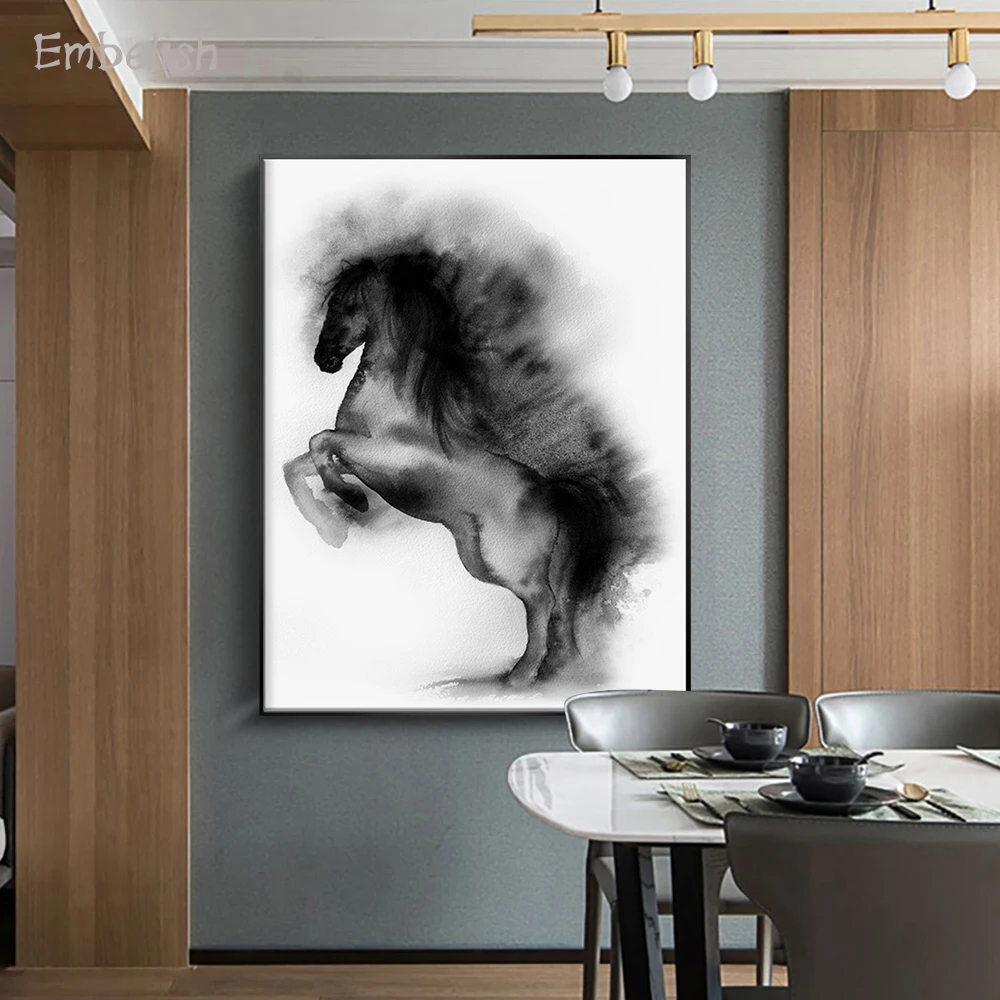 

Embelish 1 Pieces Hot Watercolor Animals Modern Home Decor Wall Art Pictures Jumping Horse HD Print On Canvas Painting Bedroom