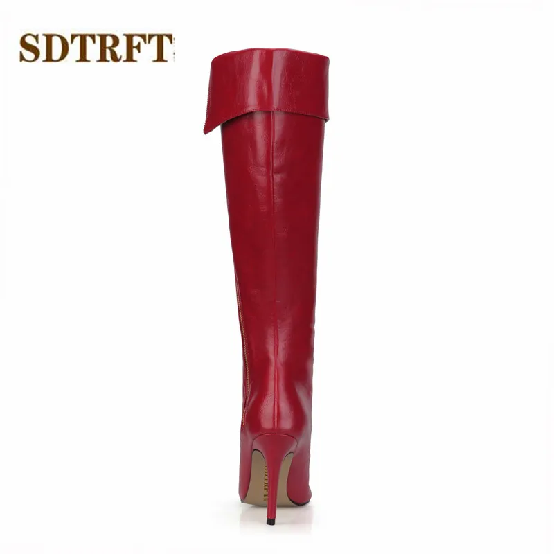 

SDTRFT Spring/Autumn New botas mujer 10cm thin heels over the knee boots Sexy Zipper shoes Woman wedding pumps Plus:35-42 43