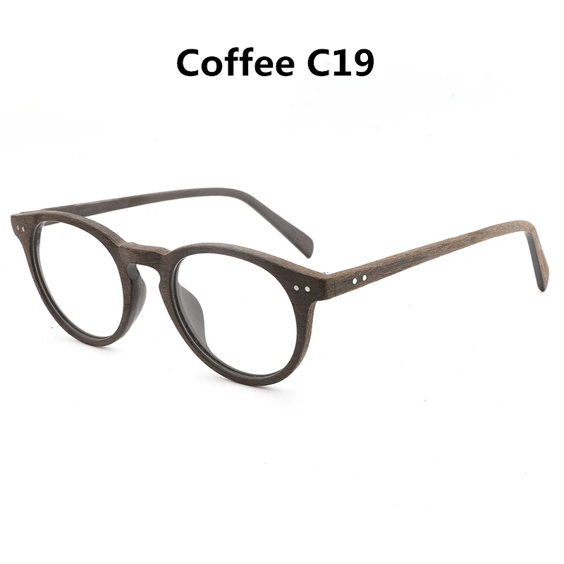 Coffee C19 HDCRAFTE, деревянные оправы для очков, близорукие очки, оправа для мужчин и женщин, оптические очки, деревянные прозрачные линзы, круглые простые очки для чтения - Цвет оправы: Coffee C19