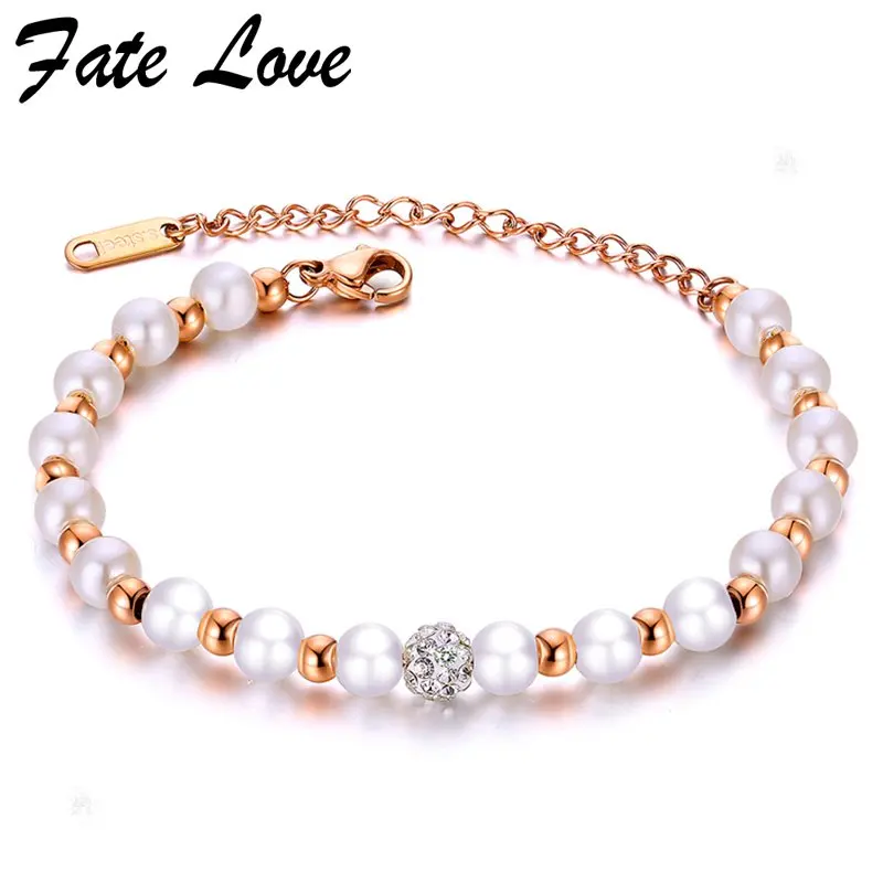 Модный женский браслет с жемчугом Fate Love браслеты из нержавеющей стали ювелирные