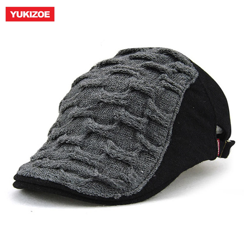 Men Women Woven Knitted Wool Newsboy Ivy Caps Winter Warm Vintage Beret Hats British Gentleman Boina Duckbill Peaked Cap |