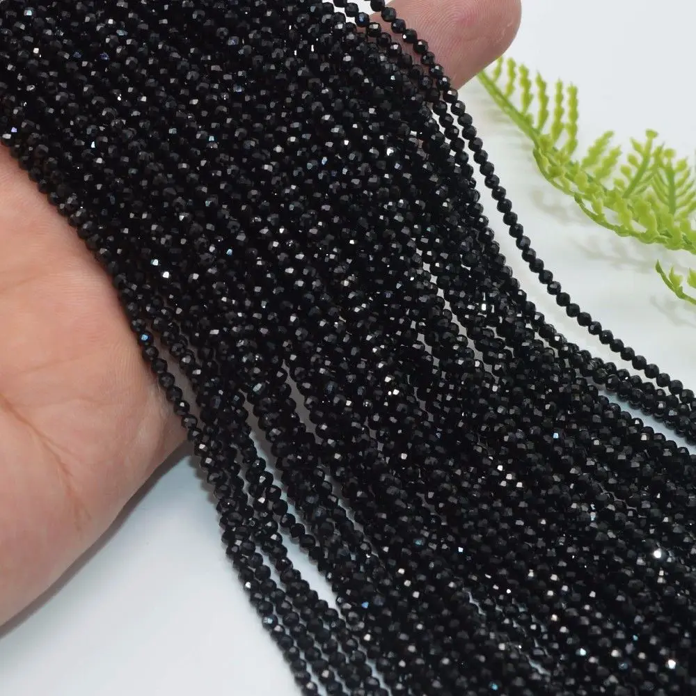 NEW Natural Stone Bright Quality Black l Rondelles Shape Faceted Beads 2-3mm 15&quot | Украшения и аксессуары