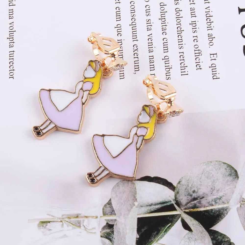 Light purple JIOFREE корейский стиль девушка форма сплава клип на серьги без пирсинга для девочек Дети партии милые без отверстия уха клип - Окраска металла: Light purple