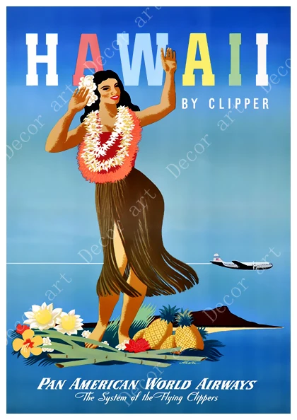 Американский Waikiki праздник Гавайи путешествия холст картина Винтаж стены крафт