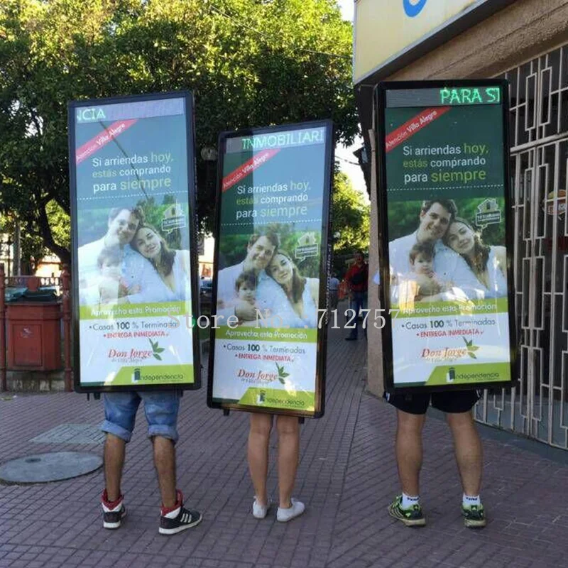 Уличный рекламный щит двухсторонний светодиодный рюкзак с подсветкой
