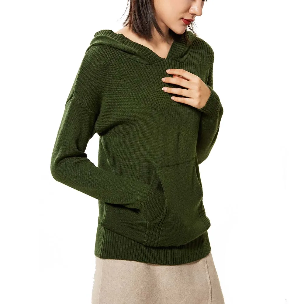 Пуловеры с капюшоном свитера из кашемира и шерсти на осень зиму куртка в рубчик