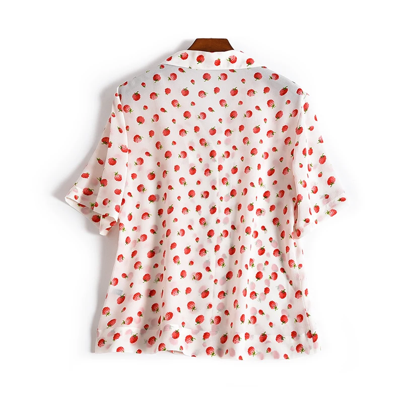 100% из натурального шелка блузки офисные Whit с цветочным принтом длинным рукавом