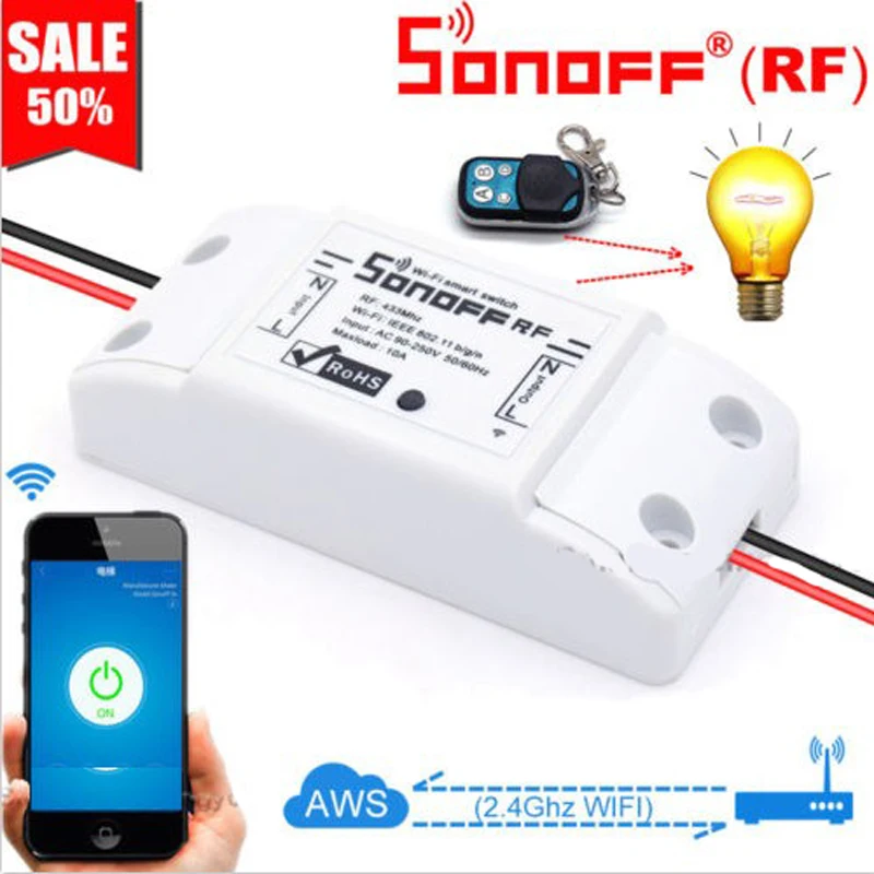 Смарт выключатель Sonoff с поддержкой Wi Fi 433 МГц|Модули для умного дома| |