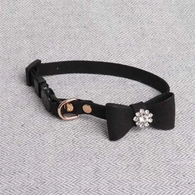Черный Принцесса Милая Собака ошейники для маленьких собак Bling Rhinestone Щенок Воротник прочный собака свинец Чихуахуа аксессуары воротник Перро 05E - Цвет: Черный