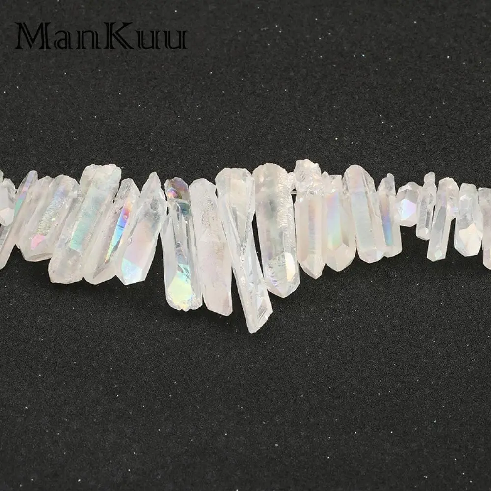 Mankuu White Clear Crystal Pendant Column Irregular Pillar Natural Healing Stone Pendants For DIY Jewelry Making | Украшения и