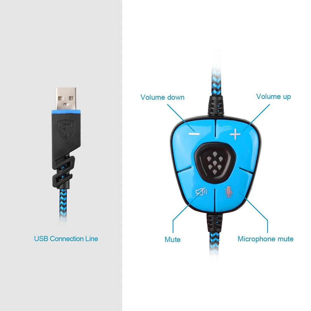 SADES SA-902 7,1 звуковые эффекты стерео ПК игровая гарнитура наушники Mic melnon 18Dec22