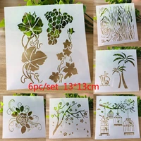 6pc stencil grape painting templates decor wall scrapbooking accessories embossed office school supplies reusable cake stencil