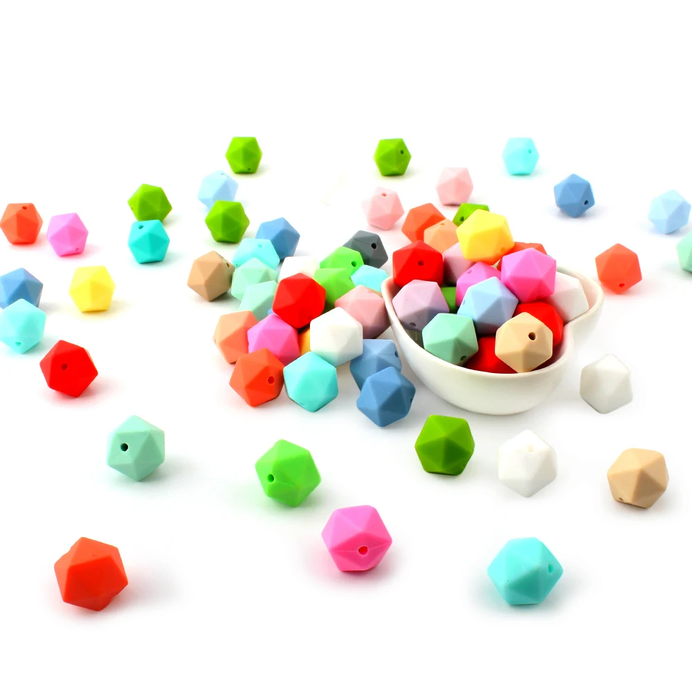 KEEP&ampGROW 10Pcs Icosahedron Silicone Beads 14mm For Necklace Baby Product DIY Pacifier Chain Teether Bead Teething Toys | Мать и