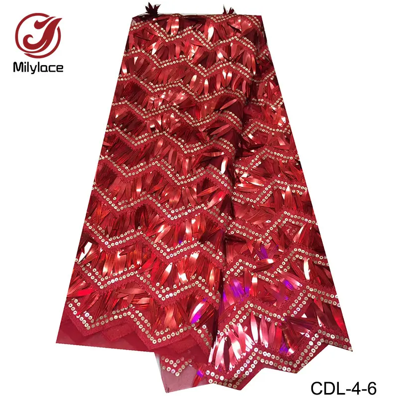

Colorful shiny lace fabric 5 yards per lot high quality french lace tissue with sequins african lace fabrics for dress CDL-4