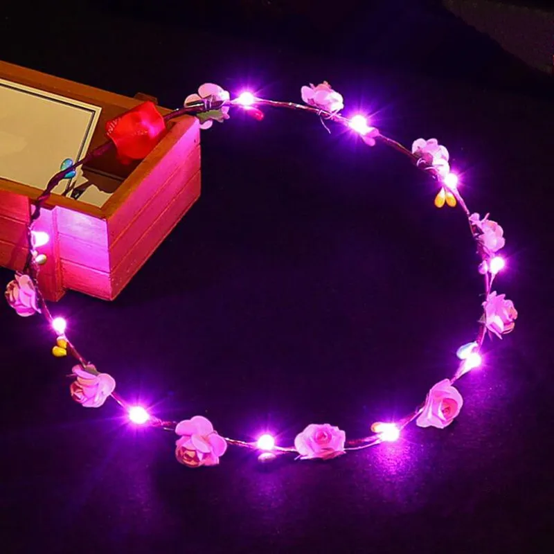 

Women Girls Blinking Flower Headband Hair Flashing Rose Flower Valentine's Day Gift Glow Party home decor birthday