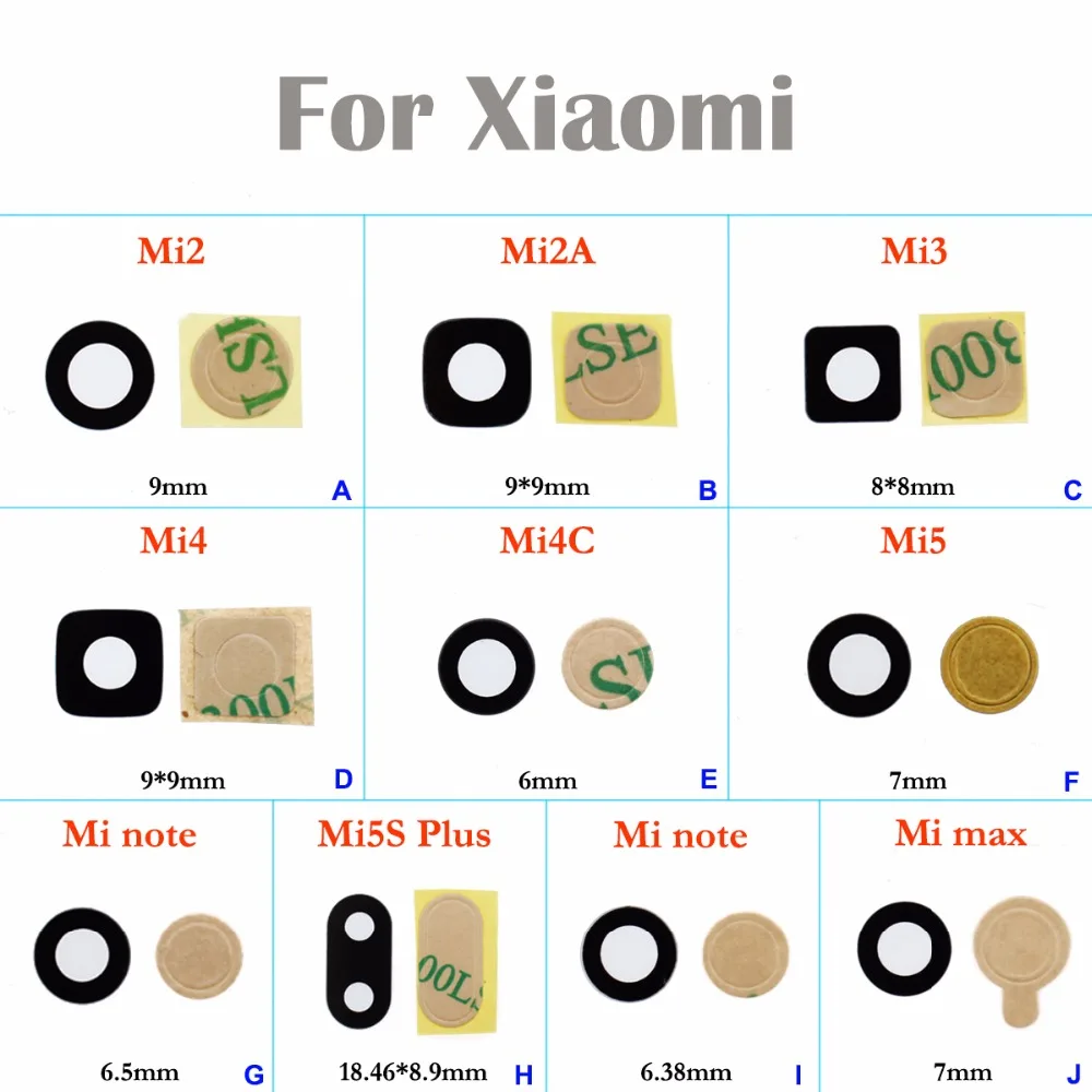 JCD для Xiao mi 2 M2 mi 3 M3 mi 4 mi 5 2A 4C 5S Plus mi note max задняя камера стеклянная крышка для объектива с клейкими запасными частями