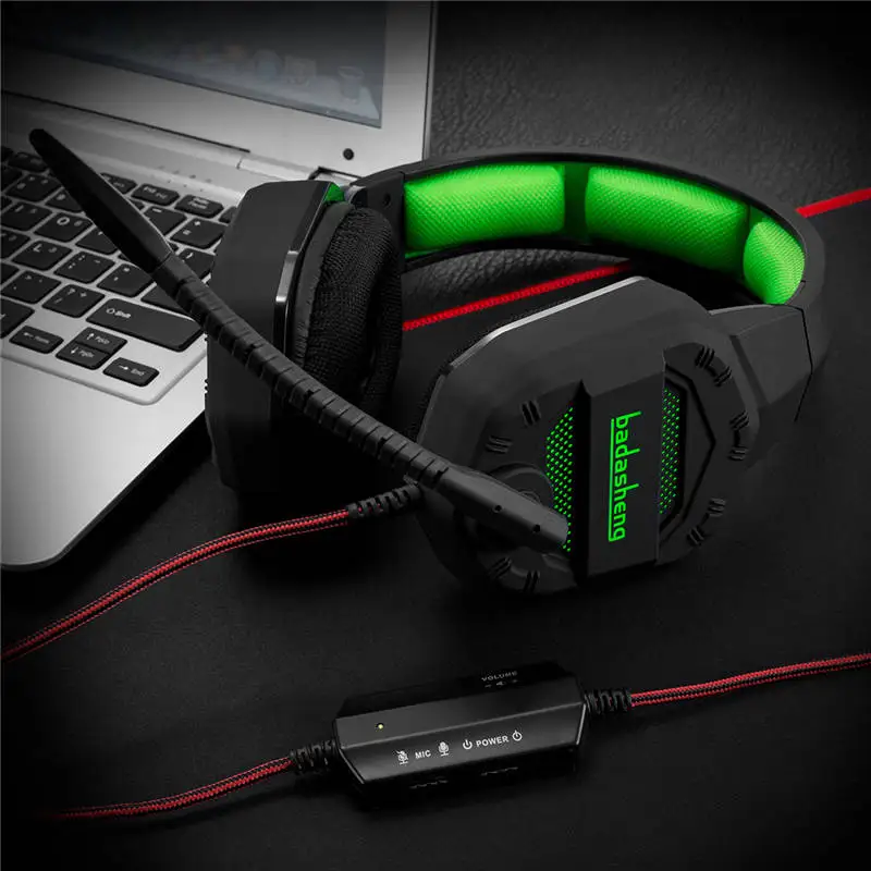 Badasheng USB Проводная игровая гарнитура с микрофоном накладные Шум шумоподавления