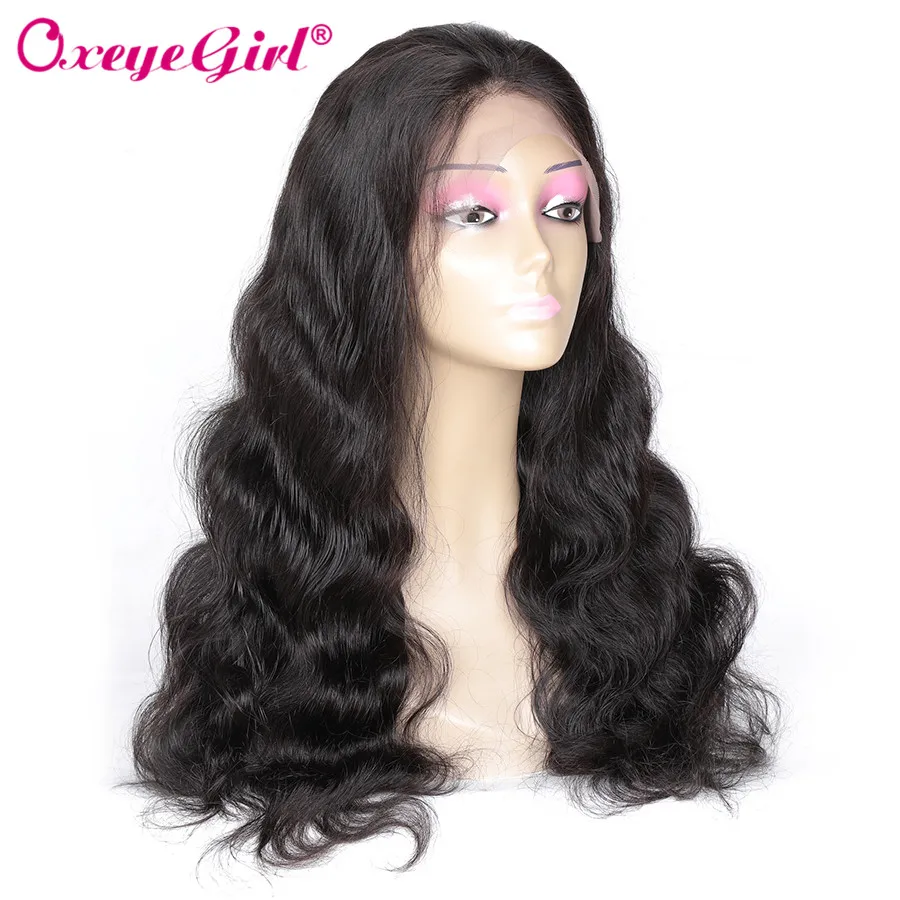 Oxeye girl 13x4 бесклеевая кружевная передняя часть человеческих волос парики предварительно сорвал с волосами младенца не линяет бразильский парик для тела волнистые волосы remy