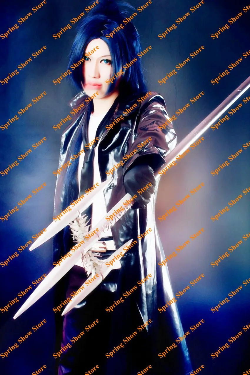 Hitman Reborn Rokudo mukuro черный длинный Искусственная кожа куртка полный комплект