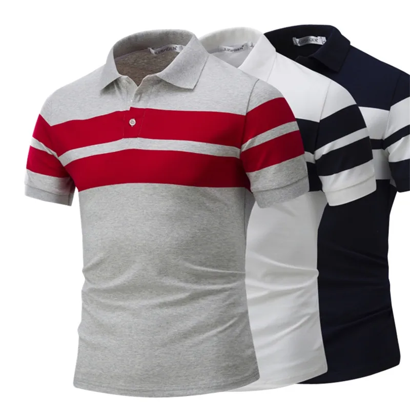 Новинка лета 2017 Высококачественная Мужская модная тонкая рубашка поло в полоску
