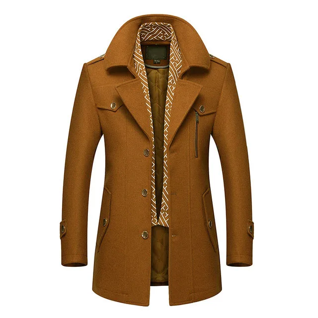 New Winter Warm Wool Coat Men Casual Slim Fit Jackets Outerwear Thick high-quality men's jacket stitching casual wool coat | Мужская