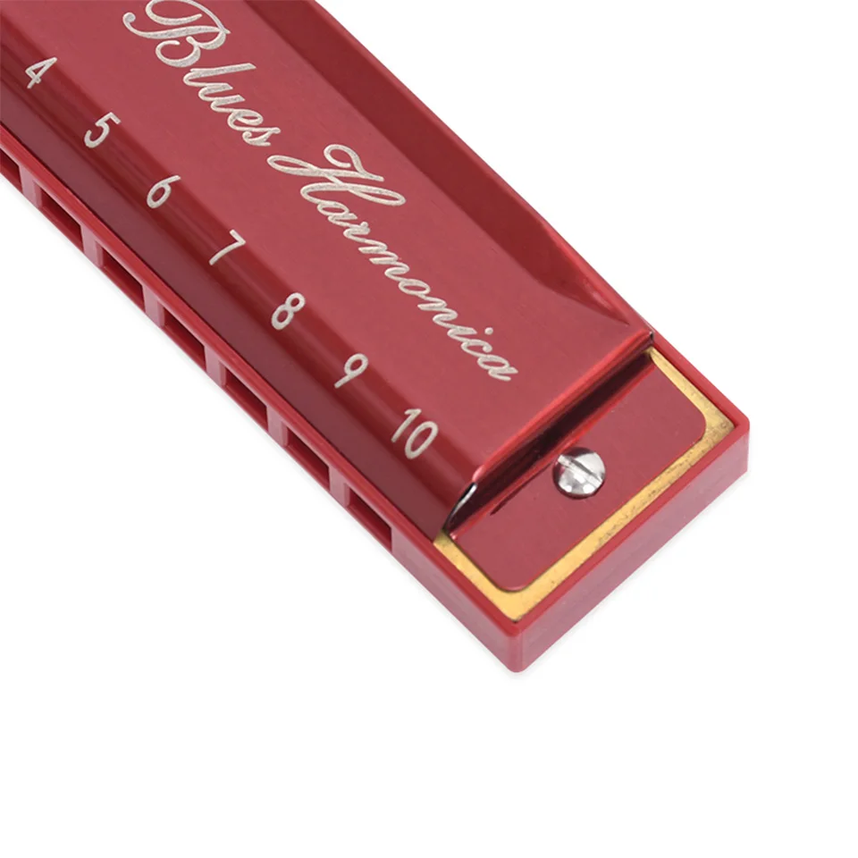 QIMEI Harmonicas 10 отверстий 20 Тон Ключ C Красный цвет Блюз Джаз фолк рок музыкальный