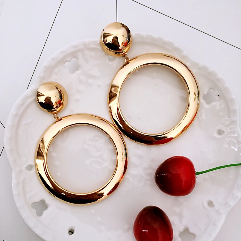 hip hop punk round eardrops big drop earrings alloy hoop Circle hanging statement jewelry bijoux femme brinco grande | Украшения и