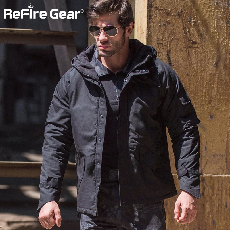 Refire gear зимняя камуфляжная тактическая куртка мужская водонепроницаемая теплая Толстая флисовая подкладка ветровка с капюшоном армейская полевая военная куртка