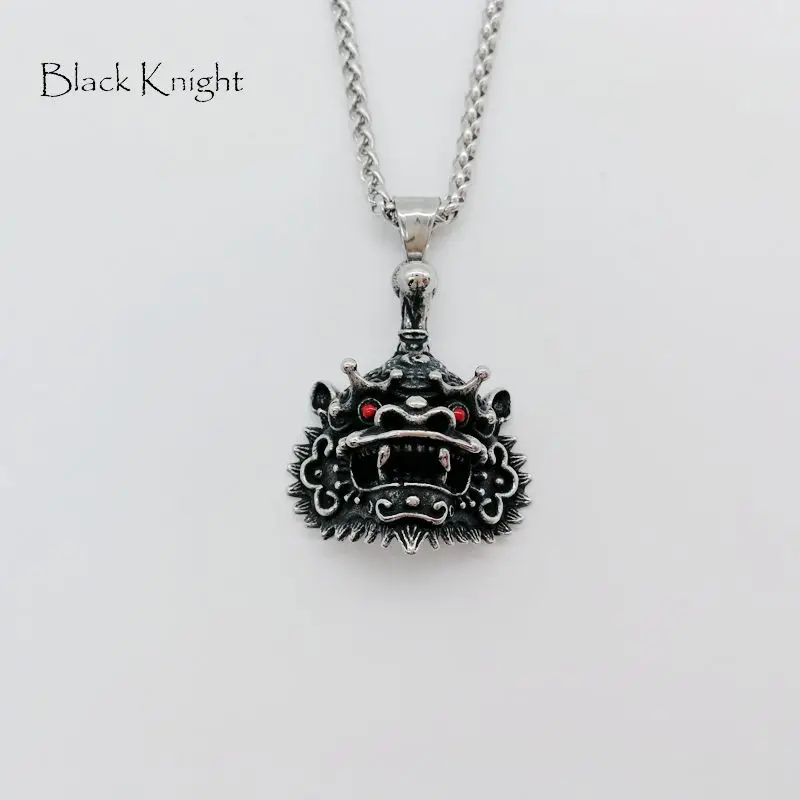 Подвеска-амулет "Черный рыцарь" религии Таоизма из нержавеющей стали винтажного стиля с удачным символом животного Таоистов BLKN0705.