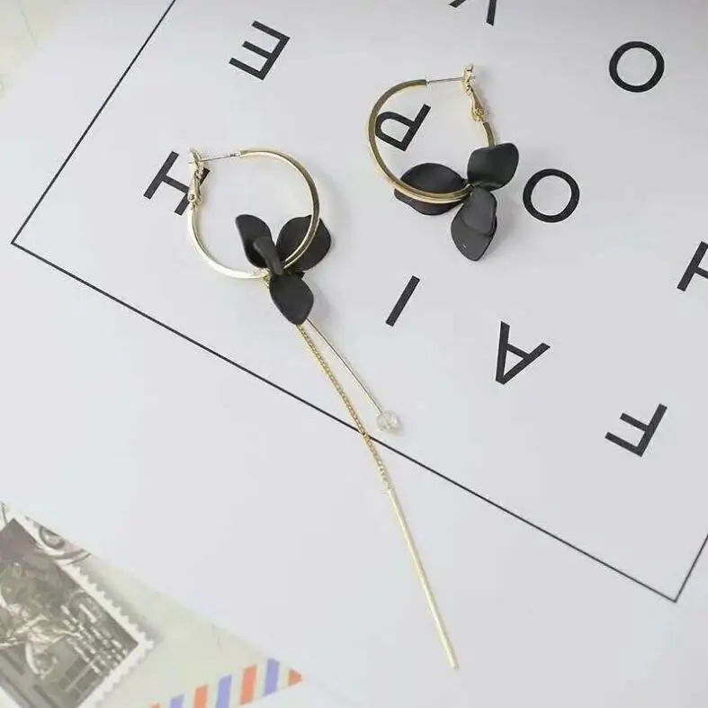 Серьги-кольца LZX женские асимметричные брендовые длинные ювелирные украшения с