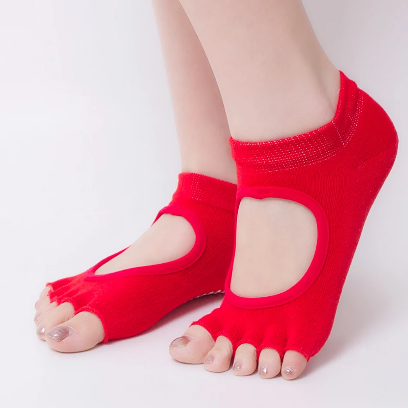 New 2pcs/pair Open Toe Women Anti Slip Cotton Finger-separated Yoga Socks Ladies Sport Pilates Ballet Dance | Спорт и развлечения